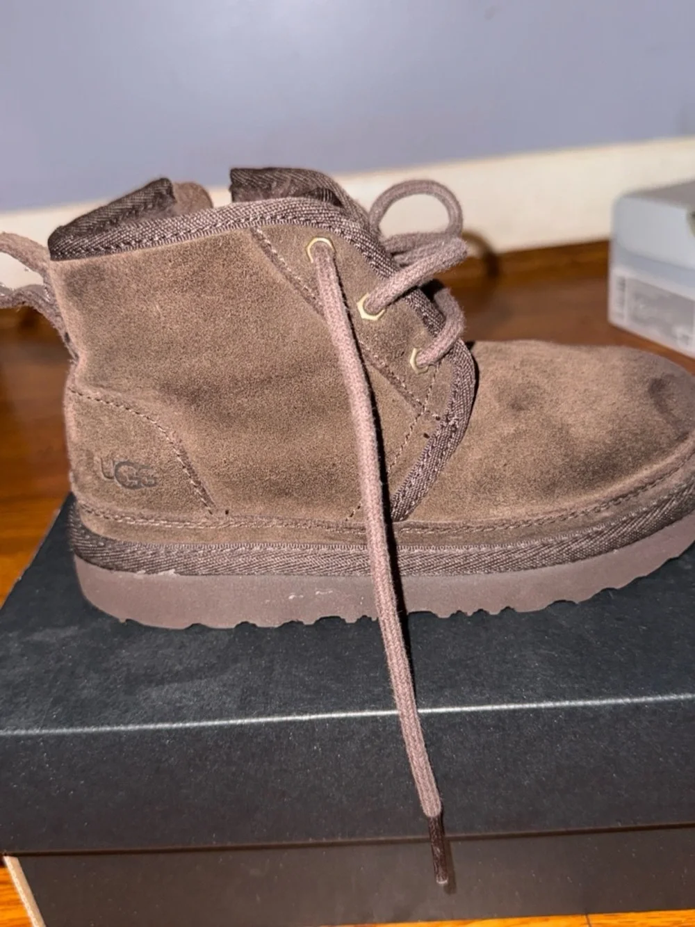 UGG Kids Chocolate Brown Suede Lace-Up Bootie